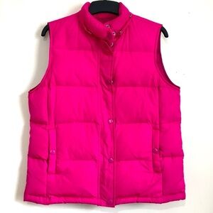 Gap Fuchsia Pink Down Filler snap buttons sleeveless quilted puffer vests